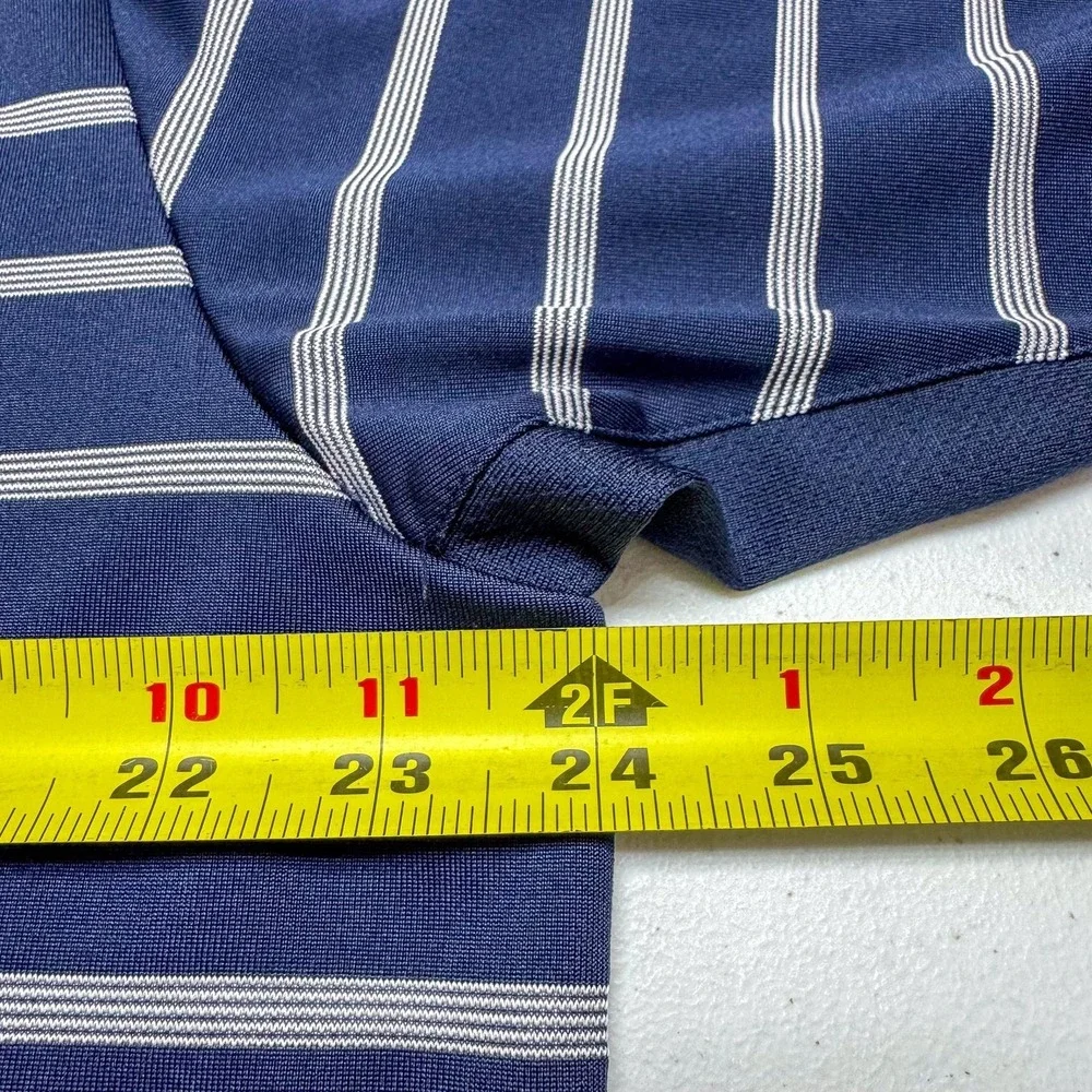Adidas Golf Polo Shirt Mens Large Blue‎ Stripe ClimaCool Stretch Performance Top